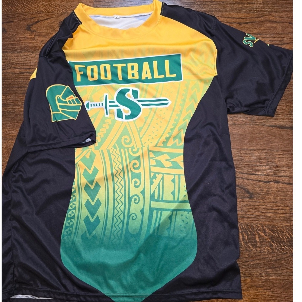 Unbranded Football Jersey Mens XL Black Yellow Green Excellent Coach T Swords Up